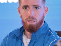 In Buenos Aires, Argentina, on September 9, 2024, Spanish footballer Iker Muniain speaks at a press conference after practicing with the San...