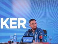 In Buenos Aires, Argentina, on September 9, 2024, Spanish footballer Iker Muniain speaks at a press conference after practicing with the San...