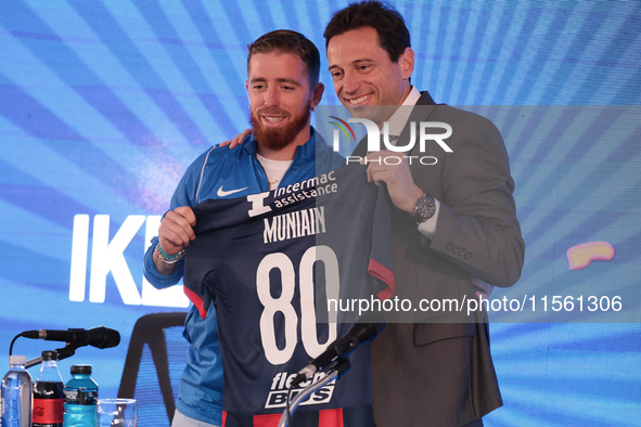 In Buenos Aires, Argentina, on September 9, 2024, Spanish footballer Iker Muniain speaks at a press conference after practicing with the San...