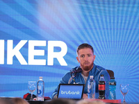 In Buenos Aires, Argentina, on September 9, 2024, Spanish footballer Iker Muniain speaks at a press conference after practicing with the San...