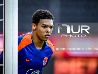 Netherlands goalkeeper Rome-Jayden Owusu-Oduro plays during the match between the Netherlands and Georgia at the Covebo Stadium - De Koel fo...