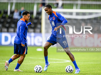 Netherlands player Million Manhoef and Netherlands player Emmanuel Emegha during the match between the Netherlands and Georgia at the Covebo...