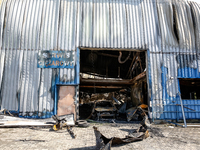 Burned warehouse in southern Krakow is seen as it burned in the night on September 7, 2024 in Krakow, Poland. This is another incident in a...