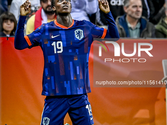 Netherlands player Emmanuel Emegha celebrates the 1-0 goal during the match between the Netherlands and Georgia at the Covebo Stadium - De K...