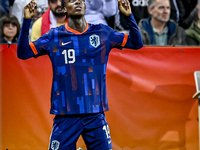 Netherlands player Emmanuel Emegha celebrates the 1-0 goal during the match between the Netherlands and Georgia at the Covebo Stadium - De K...