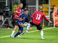 Georgia player Gizo Mamageishvili and Netherlands player Million Manhoef during the match between the Netherlands and Georgia at the Covebo...