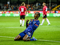 Netherlands player Emmanuel Emegha celebrates the 2-0 goal during the match between the Netherlands and Georgia at the Covebo Stadium - De K...