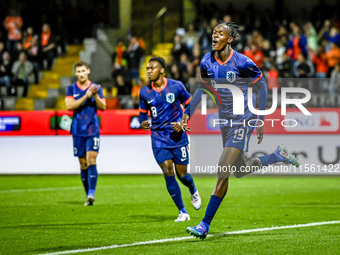 Netherlands player Emmanuel Emegha celebrates the 2-0 goal during the match between the Netherlands and Georgia at the Covebo Stadium - De K...