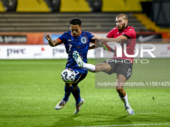 Netherlands player Million Manhoef and Georgia player Gizo Mamageishvili during the match between the Netherlands and Georgia at the Covebo...