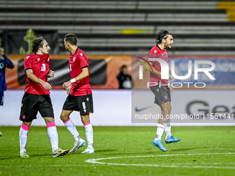 Georgia player Otar Mamageishvili celebrates the 2-1 goal during the match between the Netherlands and Georgia at the Covebo Stadium - De Ko...