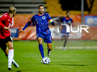 Netherlands player Devyne Rensch plays during the match between the Netherlands and Georgia at the Covebo Stadium - De Koel for the Qualific...