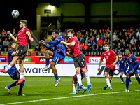 Georgia player Saba Khvadagiani, Netherlands player Ryan Flamingo, and Georgia player Nikoloz Ugrekhelidze during the match between the Neth...