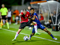 Georgia player Davit Zurabiani and Netherlands player Ian Maatsen during the match between the Netherlands and Georgia at the Covebo Stadium...