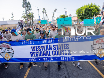 On September 2, 2024, in Banning Park, United States, 42 unions hold the 45th Annual LA Labor Day Parade, ending with a picnic in Banning Pa...