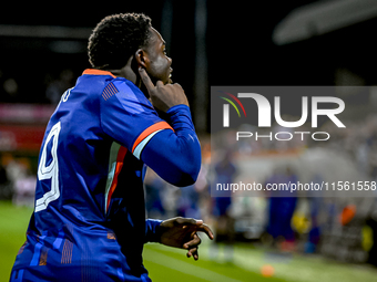 Netherlands player Noah Ohio celebrates the 3-1 goal during the match between the Netherlands and Georgia at the Covebo Stadium - De Koel fo...