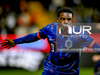 Netherlands player Noah Ohio celebrates the 3-1 goal during the match between the Netherlands and Georgia at the Covebo Stadium - De Koel fo...