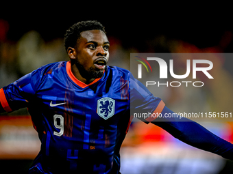 Netherlands player Noah Ohio celebrates the 3-1 goal during the match between the Netherlands and Georgia at the Covebo Stadium - De Koel fo...