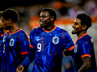 Players of the Netherlands celebrate the goal of Netherlands player Noah Ohio, making the score 3-1, during the match between the Netherland...