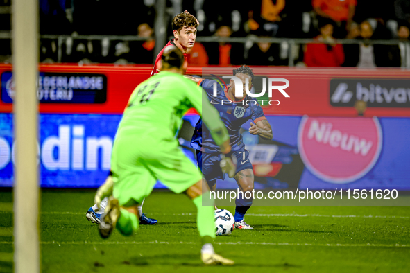 Netherlands player Million Manhoef plays during the match between the Netherlands and Georgia at the Covebo Stadium - De Koel for the Qualif...