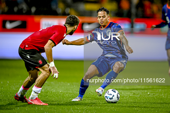 Netherlands player Million Manhoef plays during the match between the Netherlands and Georgia at the Covebo Stadium - De Koel for the Qualif...