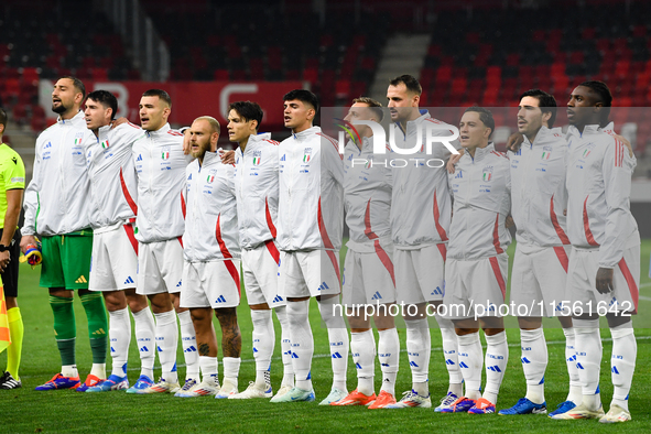 Players of Italy's national team before Israel vs Italy: matchday 2 of UEFA Nations League 2024-2025, in Budapest, Hungary, on September 9,...