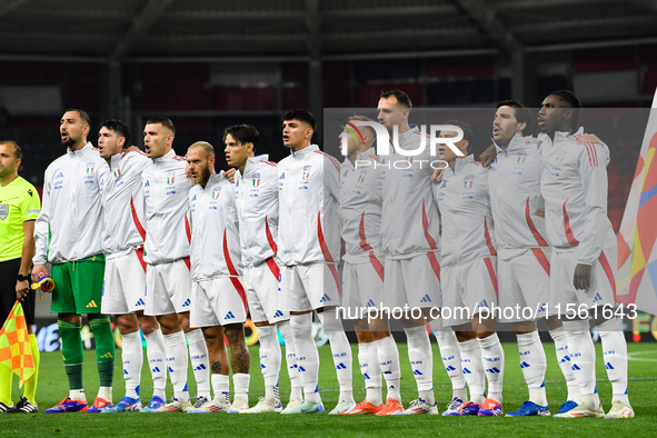 Players of Italy's national team before Israel vs Italy: matchday 2 of UEFA Nations League 2024-2025, in Budapest, Hungary, on September 9,...