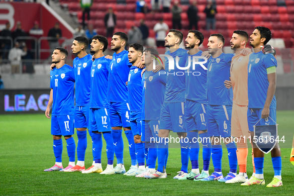 Players of Israel's national team before the Israel vs. Italy match, matchday 2 of the UEFA Nations League 2024-2025, in Budapest, Hungary,...