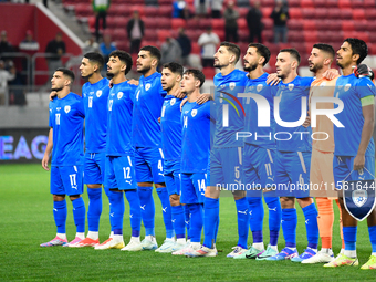 Players of Israel's national team before the Israel vs. Italy match, matchday 2 of the UEFA Nations League 2024-2025, in Budapest, Hungary,...