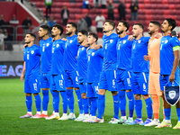 Players of Israel's national team before the Israel vs. Italy match, matchday 2 of the UEFA Nations League 2024-2025, in Budapest, Hungary,...