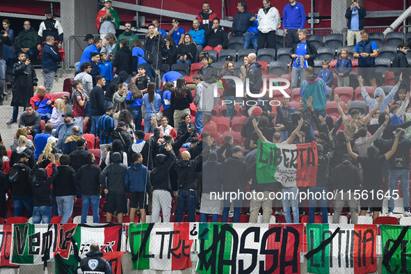 Supporters of Italy during Israel vs Italy: matchday 2 of UEFA Nations League 2024-2025, in Budapest, Hungary, on September 9, 2024, at Bozs...