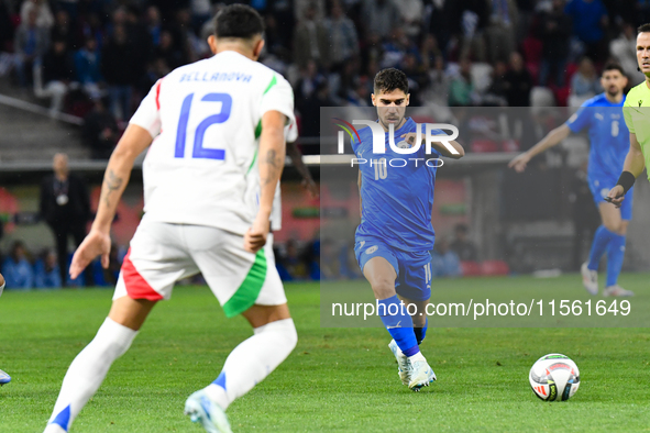 Manor Solomon is in action during Israel vs Italy: matchday 2 of UEFA Nations League 2024-2025, in Bozsik Arena, Budapest, Hungary, on Septe...