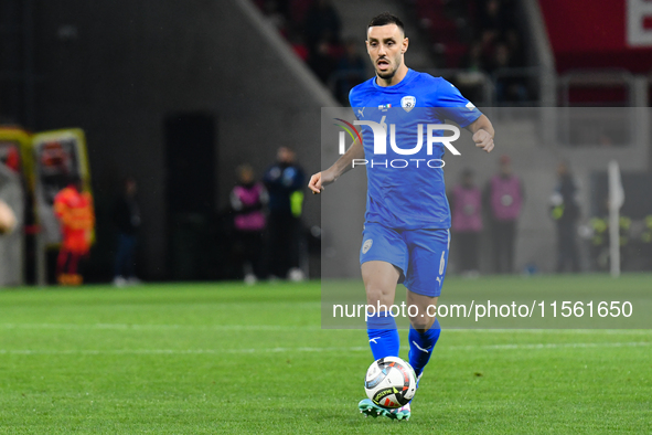 Neta Lavi is in action during Israel vs Italy: matchday 2 of UEFA Nations League 2024-2025, at Bozsik Arena in Budapest, Hungary, on Septemb...