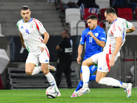 Alessandro Buongiorno and Liel Abada are in action during Israel vs. Italy: matchday 2 of UEFA Nations League 2024-2025, in Budapest, Hungar...