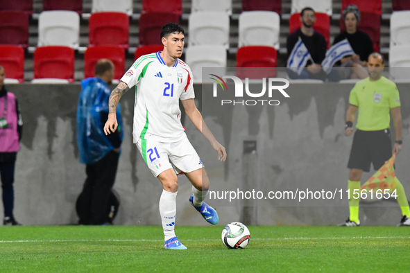 Alessandro Bastoni in action during Israel vs Italy: matchday 2 of UEFA Nations League 2024-2025, in Budapest, Hungary, on September 9, 2024...