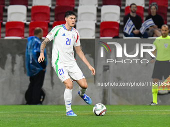 Alessandro Bastoni in action during Israel vs Italy: matchday 2 of UEFA Nations League 2024-2025, in Budapest, Hungary, on September 9, 2024...