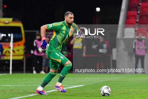 Gianluigi Donnarumma in action during Israel vs Italy: matchday 2 of UEFA Nations League 2024-2025, in Budapest, Hungary, on September 9, 20...