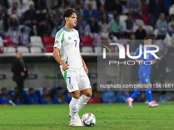 Samuele Ricci is in action during the Israel vs Italy match on matchday 2 of the UEFA Nations League 2024-2025, at Bozsik Arena in Budapest,...