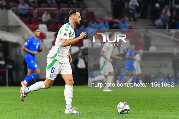 Federico Gatti is in action during Israel vs Italy: matchday 2 of UEFA Nations League 2024-2025, at Bozsik Arena in Budapest, Hungary, on Se...