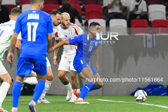 Anan Khalaili in action during Israel vs. Italy: matchday 2 of UEFA Nations League 2024-2025, in Budapest, Hungary, on September 9, 2024, at...