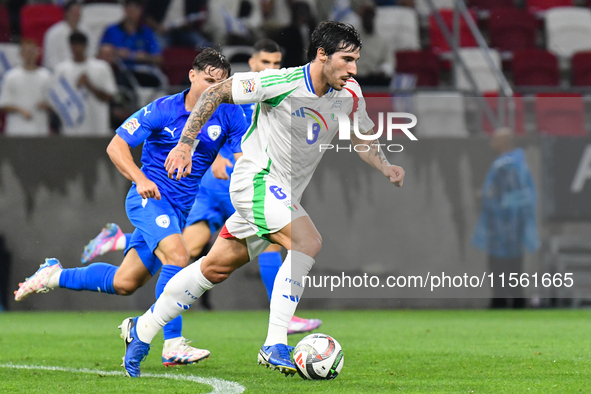 Sandro Tonali is in action during Israel vs Italy: matchday 2 of UEFA Nations League 2024-2025, at Bozsik Arena in Budapest, Hungary, on Sep...