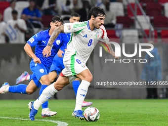 Sandro Tonali is in action during Israel vs Italy: matchday 2 of UEFA Nations League 2024-2025, at Bozsik Arena in Budapest, Hungary, on Sep...