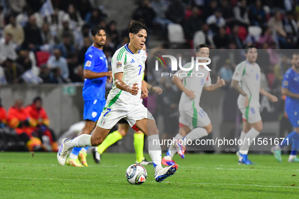 Samuele Ricci is in action during the Israel vs Italy match on matchday 2 of the UEFA Nations League 2024-2025, at Bozsik Arena in Budapest,...