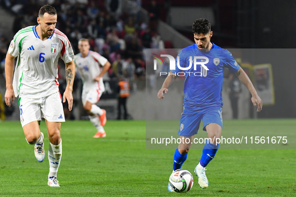 Manor Solomon is in action during Israel vs Italy: matchday 2 of UEFA Nations League 2024-2025, in Bozsik Arena, Budapest, Hungary, on Septe...