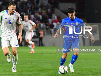 Manor Solomon is in action during Israel vs Italy: matchday 2 of UEFA Nations League 2024-2025, in Bozsik Arena, Budapest, Hungary, on Septe...