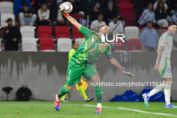 Gianluigi Donnarumma in action during Israel vs Italy: matchday 2 of UEFA Nations League 2024-2025, in Budapest, Hungary, on September 9, 20...