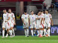 Players of Italy's national team celebrate after scoring during the Israel vs Italy match on matchday 2 of the UEFA Nations League 2024-2025...