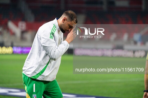 Gianluigi Donnarumma of Italy enters the pitch before the UEFA Nations League 2024/25 League A Group A2 match between Israel and Italy at Bo...