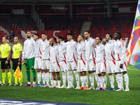 Players of Italy line up prior to the UEFA Nations League 2024/25 League A Group A2 match between Israel and Italy at Bozsik Arena Stadium i...