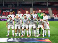 Players of Italy line up prior to the UEFA Nations League 2024/25 League A Group A2 match between Israel and Italy at Bozsik Arena Stadium i...