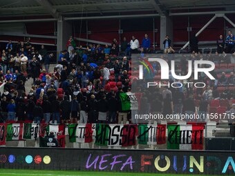 Fans of Italy before the UEFA Nations League 2024/25 League A Group A2 match between Israel and Italy at Bozsik Arena Stadium in Budapest, H...